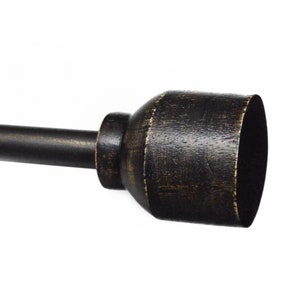 Modern &quot;Matea&quot; Distressed Black Farmhouse Curtain Rod 28&quot; - 48&quot; , 48&quot; - 84&quot; , 84&quot; - 144&quot; (Single Curtain Rod Complete Set With Brackets)