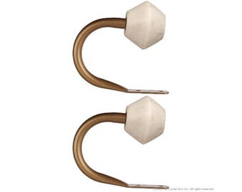 Modern White Marble and Gold Curtain Holdback