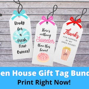 Real Estate Open House Gift Tags Printable – 3 Pack Realtor Thank You Tags – Popcorn Cookie Mint Pop By Tags – Instant Download