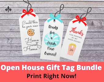 Open House Thank You Tags 3-Pack – Popcorn, Cookie & Mint Gift Tags – Realtor Printable – Instant Download – Not Editable
