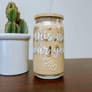 This Is Your Year Glass, Beer Can Glass, Glass Coffee Cup, Iced Coffee Glass, Soda Glass Can, Beer Glass Cup, Aesthetic Glass Beer Can