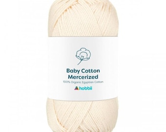 Certified ORGANIC Egyptian MERCERIZED Cotton Baby Yarn by Hobbii 50g