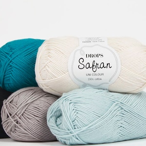 DROPS SAFRAN, Cotton Yarn, Knitting, Crocheting, Amigurumi, Variety of Colors, 175 yards, 50 g