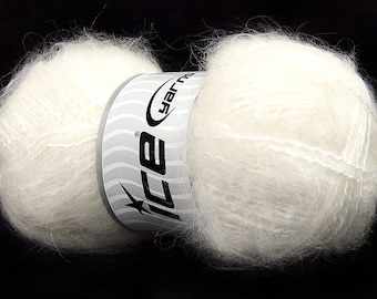 5 Bulky Weight Yarn CLASSIC MOHAIR WOOL Acrylic Ice Yarn, White Color 100g, 218 yrds