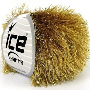 EYELASH DAZZLE Yarn by Ice Yarn for Knitting Crocheting Camel Gold Color 82382, 50 g, 60 yards