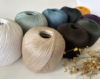 Reines Leinengarn, natürlich pflanzlich, verschiedene Farben, 100 g