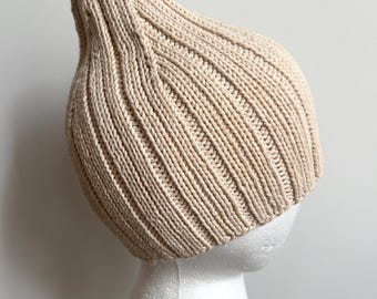 Certified ORGANIC COTTON Hand-Knitted Adult Size BEANIE Hat