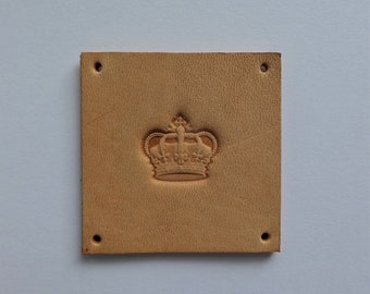 ROYAL CROWN LEATHER Tag Label Applique for Handmade Garments and Accessories