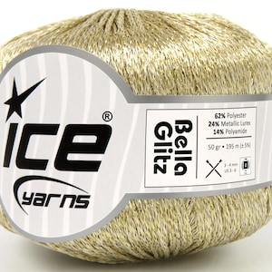 METALLIC LUREX Ice Yarn Bella Glitz Yarn for Knitting, Crocheting, 50g, 213y