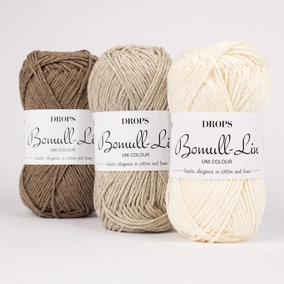 Aran Weight DROPS BOUMULL-LIN, Linen Cotton White Yarn, Knitting,  Crocheting, Amigurumi, 93 yards, 50 g