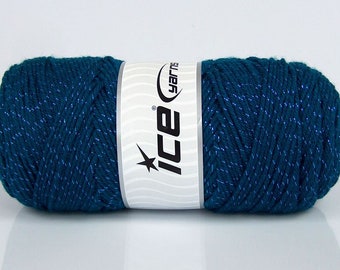 METALLIC Ice Yarn for Knitting, Crocheting Teal Color 135g, 246 yds