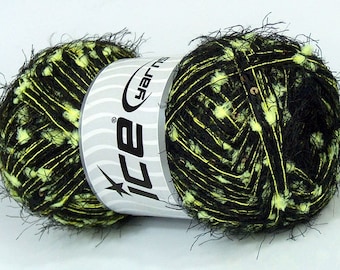 ACRYLIC POLYESTER PAILETTES Ice Yarn Neon Green Color 100g