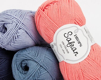 DROPS Safran 100% Cotton Yarn for Knitting, Crocheting, Amigurumi Projects