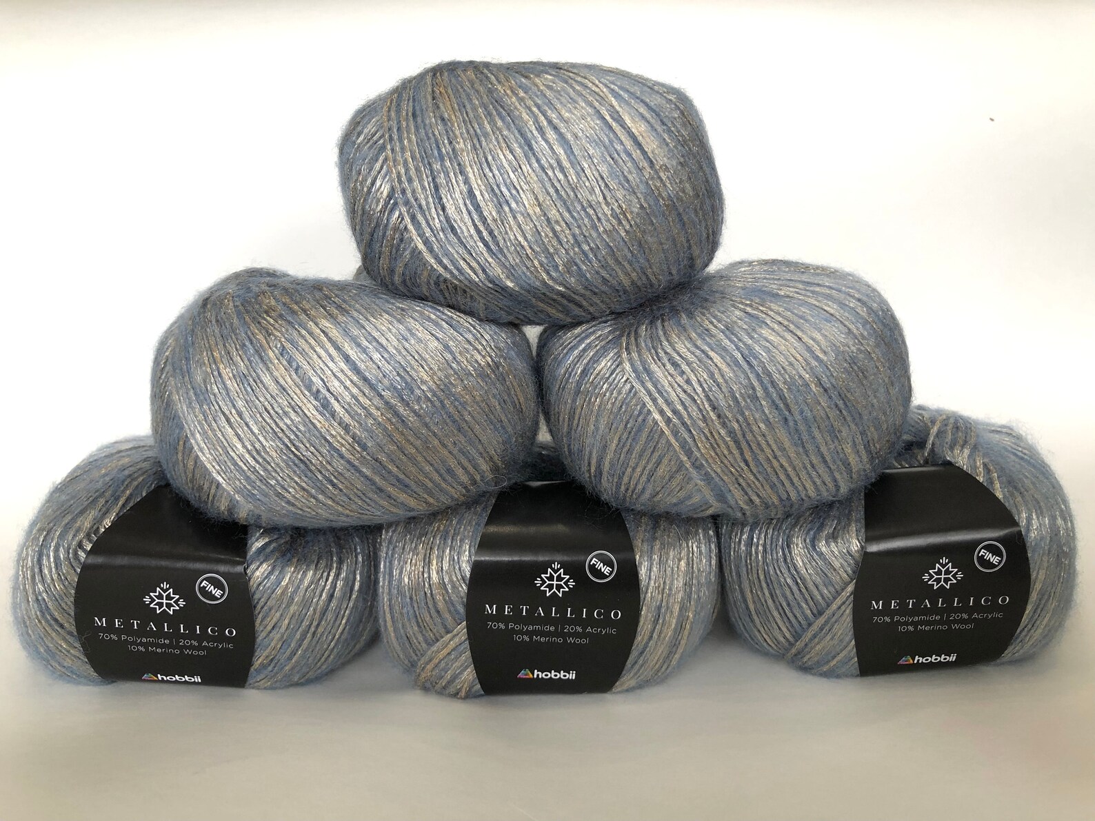 METALLICO Fine Hobbii SKY BLUE Yarn, Knitting, Crocheting, 50g, 289 Yds