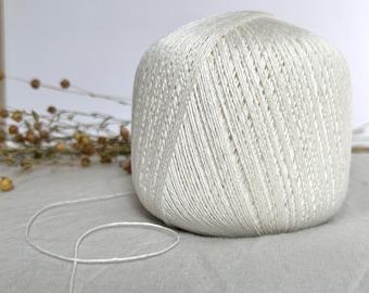 Natural LINEN Yarn White Color 100g