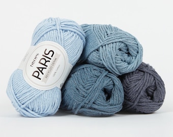 DROPS PARIS Cotton Yarn for Knitting, Crocheting, Amigurumi, Household Projects, Variety of Colors, 131 yards, 50 g