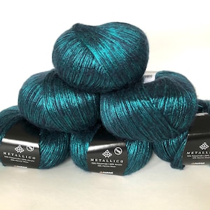 METALLICO Fine Hobbii Yarn for Knitting, Crocheting, 50g, 289 yds