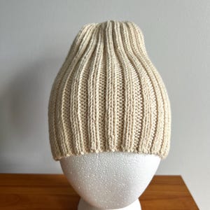 Organic Certified Plant-Based Natural UNDYED COTTON BEANIE Unisex for Teens Adults Hand Knitted One Size