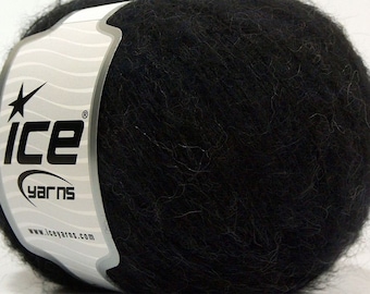 SUPERKID MOHAIR and MERINO Wool Luxury Premium Black Triple Knitting Ice Yarn 71349 50g 218 yards