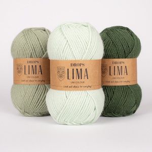 DK DROPS LIMA Wool Yarn, Untreated Yarn, Variety of Colors, 50 g