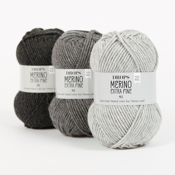 DROPS MERINO Extra Fine WOOL Yarn, Superwash Merino Wool, Knitting Yarn 50 g