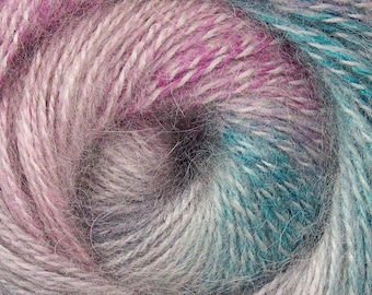 Mohair Wool Pastel Turquoise Fuchsia Ice Yarn 76781 100g 546y