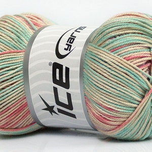 MERCERIZED COTTON Ice Yarn TROPICAL Pastel Colors for Knitting, Crocheting, Amigurumi  100g, 229 yards