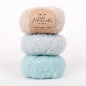DROPS Brushed ALPACA SILK Yarn, Knitting Yarn 25 g, 153 yards