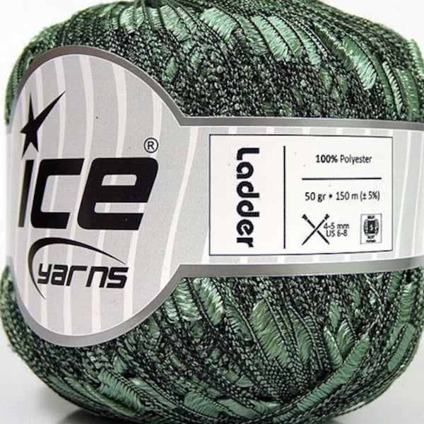 LADDER RIBBON ICE Yarns, Water Green Trellis, 50g, 164 Yards