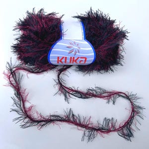 Burgundy Black EYELASH Yarn 50 g