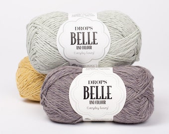 DROPS BELLE Linen Viscose Cotton Yarn for Knitting, Crocheting Variety of Colors 50g