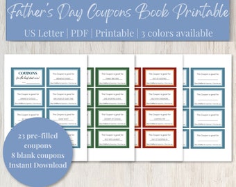 Father's Day Coupons | Father's Day Coupons Book | Printable Father's Day Coupons | Last minute Father's Day Gift