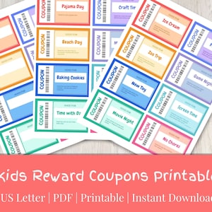 Kids Reward Coupons | Printable Coupons | Gift for Kids | Printable Kids Coupons