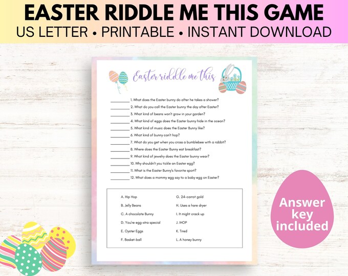 Easter Riddles Game, Printable Easter Party Game for Kids, Riddle Me ...