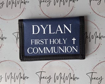 Personalized First Holy Communion Wallet: Religious Gift for Boys