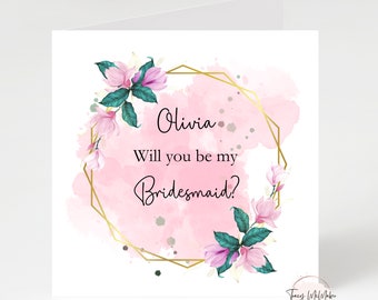 Bridesmaid proposal card, will you be my bridesmaid card, will you be my maid of honour card, wedding proposal card. will you be my card.