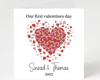 Personalised valentines day card, 1st valentines day card for boyfriend, girlfriend, husband, wife