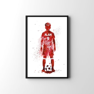 Personalisierter Fußball Spieler Geschenk, Fußball Geschenke für Jungen, Jungen Fußball Poster, Fußball Wandkunst, Fußball Geschenk, anpassbares Geburtstagsgeschenk.