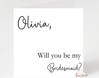 Bridesmaid proposal card, will you be my bridesmaid card, will you be my maid of honour card, wedding proposal card. will you be my card.