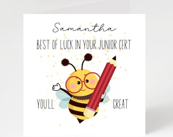 best of luck in your junior cert card, best of luck in your Leaving cert card, good luck in your exams card