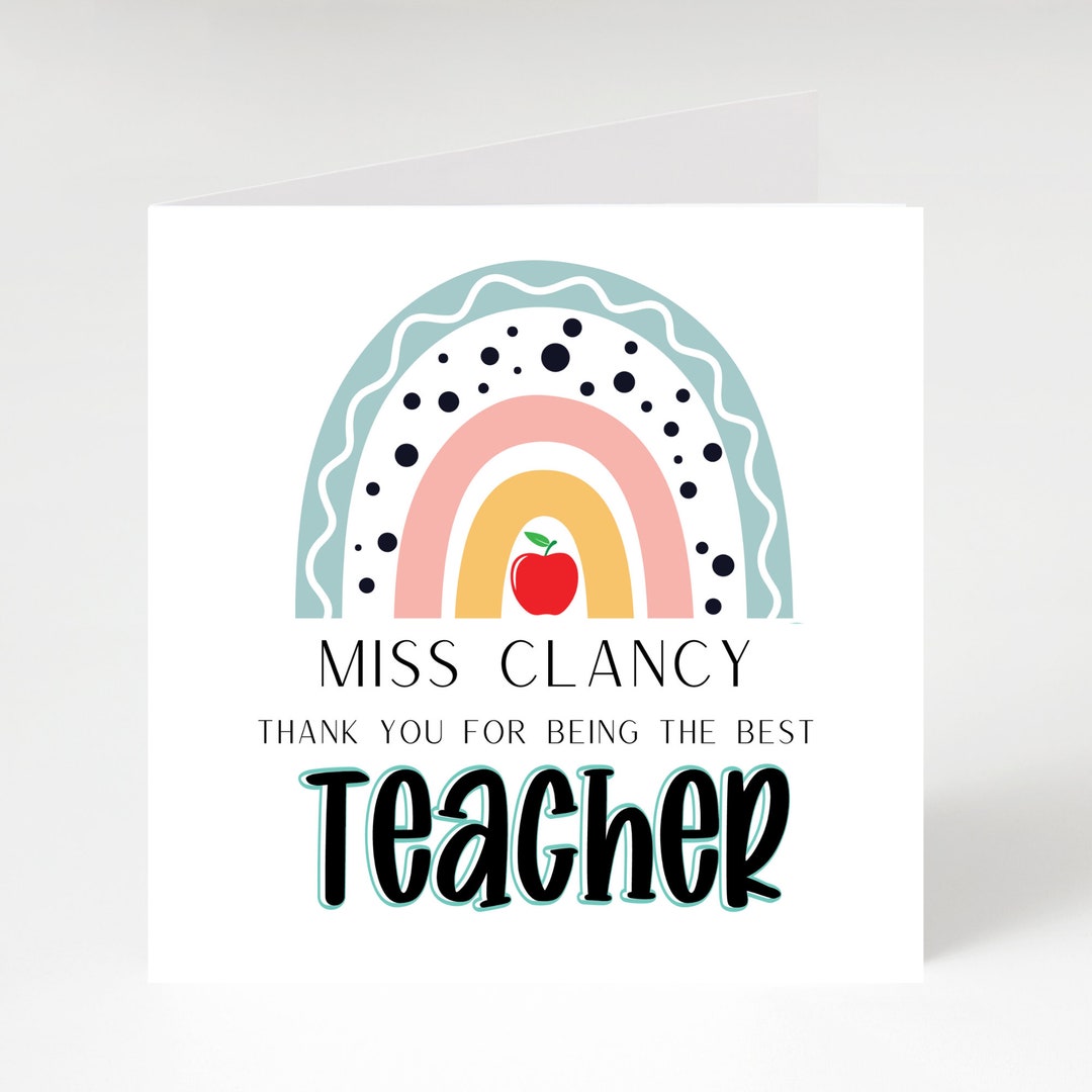 Thank You Teacher Card, Thanks Teacher, End of School Year Thank You ...