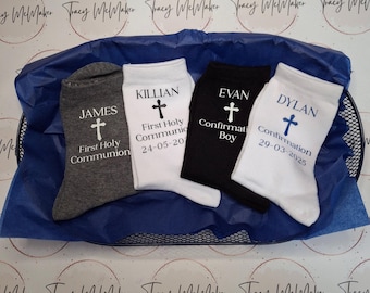 Personalised First Communion Socks: Custom Name Religious Gift