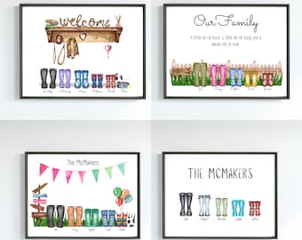 Personalised Family Welly Prints - Gift for all the Family, The Perfect Keepsake, A Memorable and unique Gift, Perfect for Any Occasion!