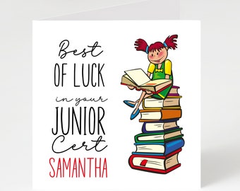 best of luck in your junior cert card, best of luck in your Leaving cert card, good luck in your exams card