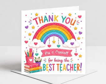 Carte de remerciement personnalisée pour professeur, meilleure carte de professeur, cadeau de fin d'année, carte de visite personnalisée pour professeur, cadeau pour professeur de maternelle