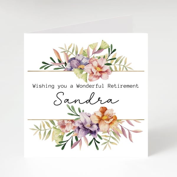 Personalised Retirement card, Retirement card for friend, Co-Worker, Colleague, sister, mother, grandmother, best wishes for Retirement card