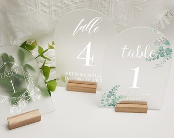 Wedding Table Numbers with Greenery Leaf,Wedding Talbe Sign,Table Numbers,Acrylic Table Numbers with Stand,Wedding Sign,Party Table Decor