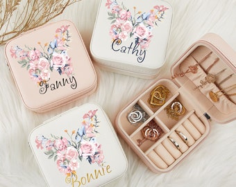 Personalized Name Butterfly Jewelry Box, Custom Jewelry Travel Case, Bridesmaid Jewelry Box, Birthday Gift, Christmas Gift, Gift for Women