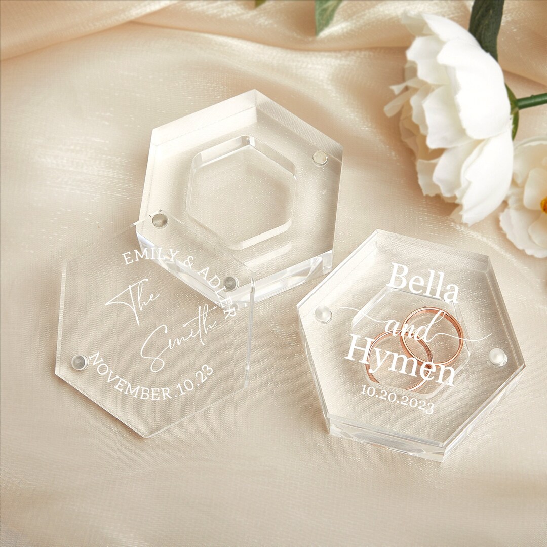 Clear Hexagon Ring Box, Acrylic Wedding Ring Box, Engagement Proposal