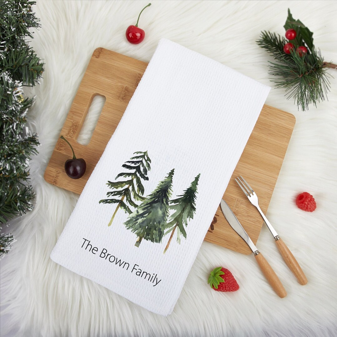Personalized Tea Dish Towel Christmas Tree, Christmas Tea Towels
